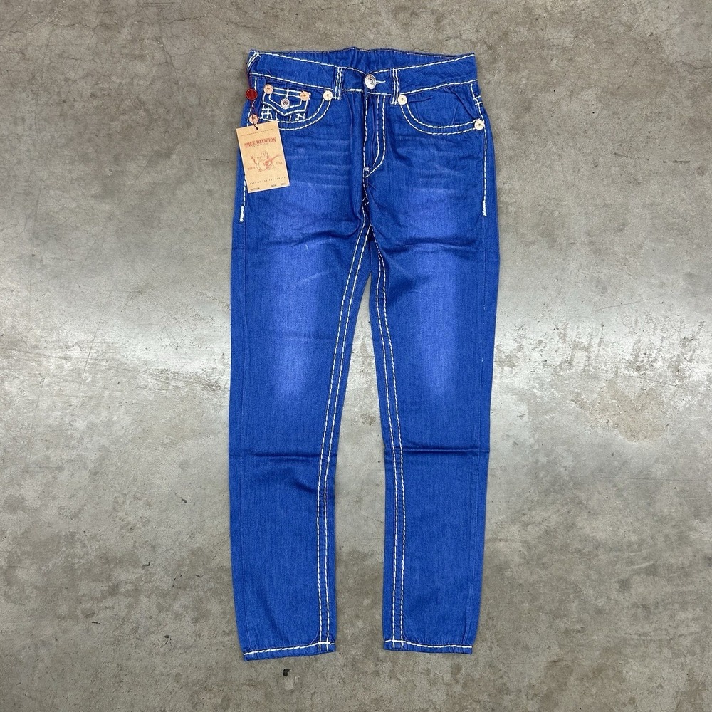 True Religion Billy Super T Blue‎ Jeans Contrast Stitch Denim Mens 32